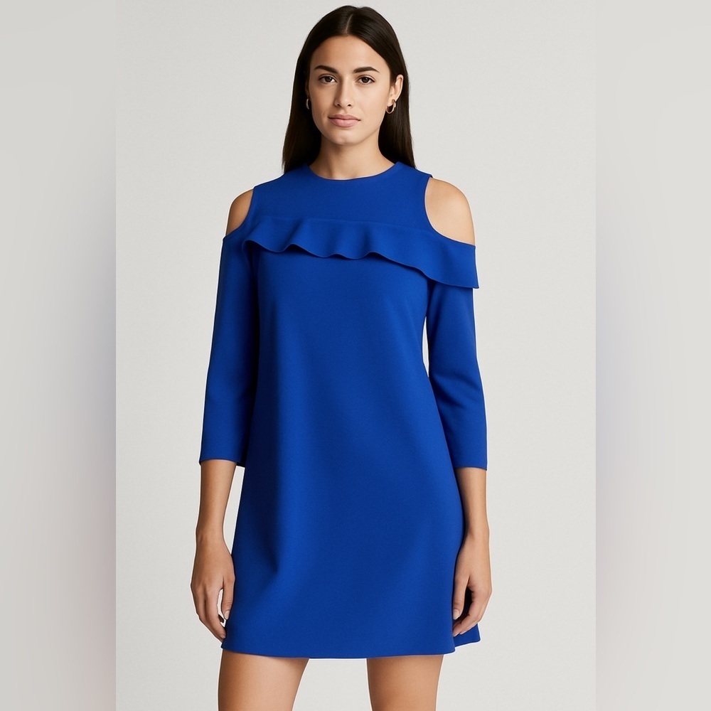 Express Royal Blue Cold Shoulder Long Sleeve Dress.   Size-Small